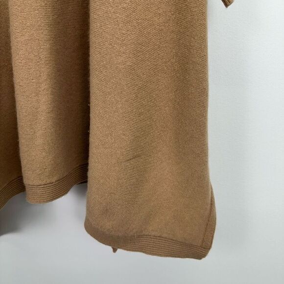 Soft by Naadam Women’s Tan Cashmere Button Turtleneck Oversized Poncho Sweater - Picture 8 of 8